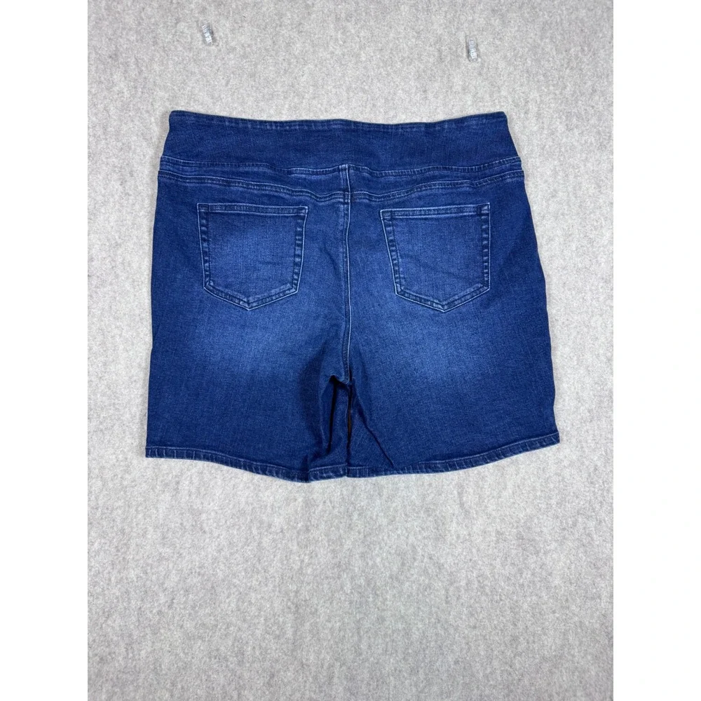 k260. Belle by Kim Gravel Womens Blue Pull On Denim Shorts Dark Wash Size 16